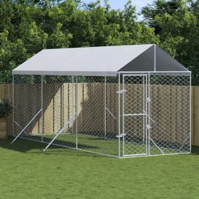 Outdoor Dog Kennel with Roof Silver 6.6'x19.7'x8.2' Galvanized Steel Outdoor Dog Kennel with Roof Silver 6.6'x19.7'x8.2' Galvanized Steel